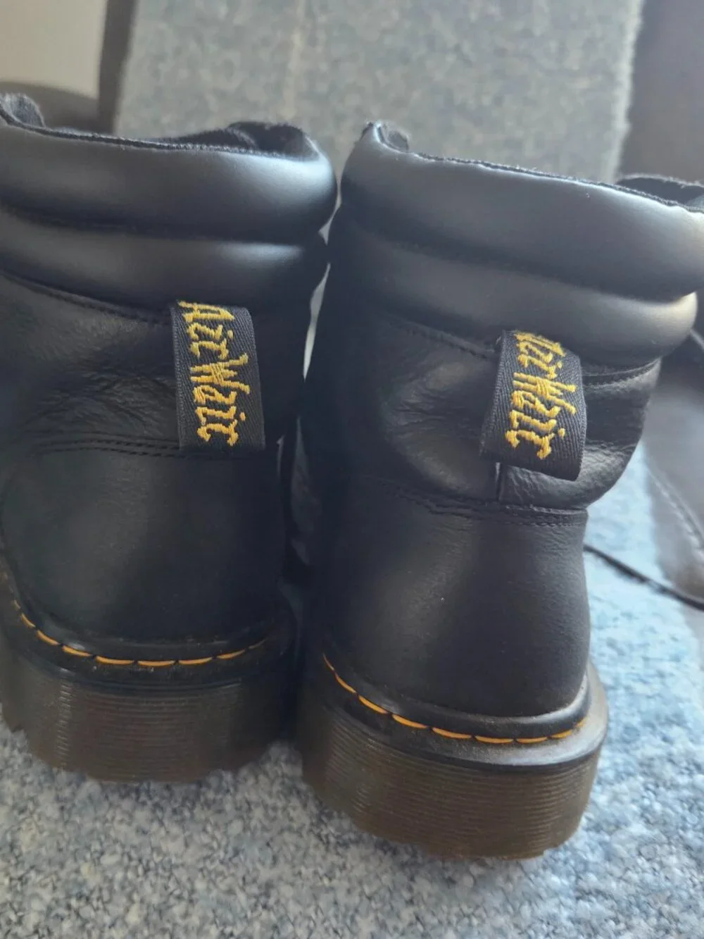 Dr. Martens Womens Faora Mid Top Black Leather Combat Ankle Boots Size US 10